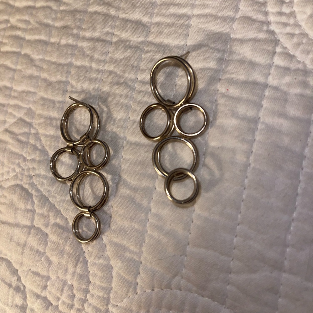 Vintage Silver Abstract Circular Dangle Earrings - image 3